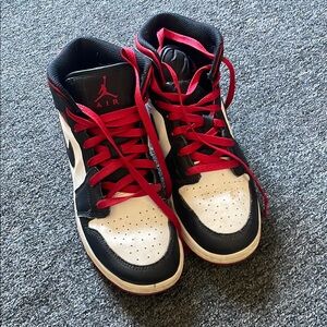 Nike Black and Red Sneakers with Padded Ankle Collar